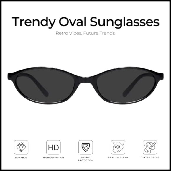 Retro Oval Sunglasses Cat Eye Y2K 90s Trendy UV400 Protection main image 4